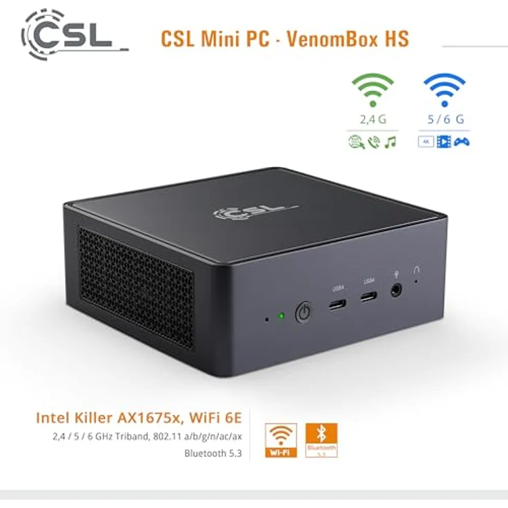 CSL VenomBox HS, Desktop-PC mit AMD Ryzen 7 7840HS, 32 GB RAM, 4000 GB M.2 SSD, Radeon 780M, Schwarz – Bild 7