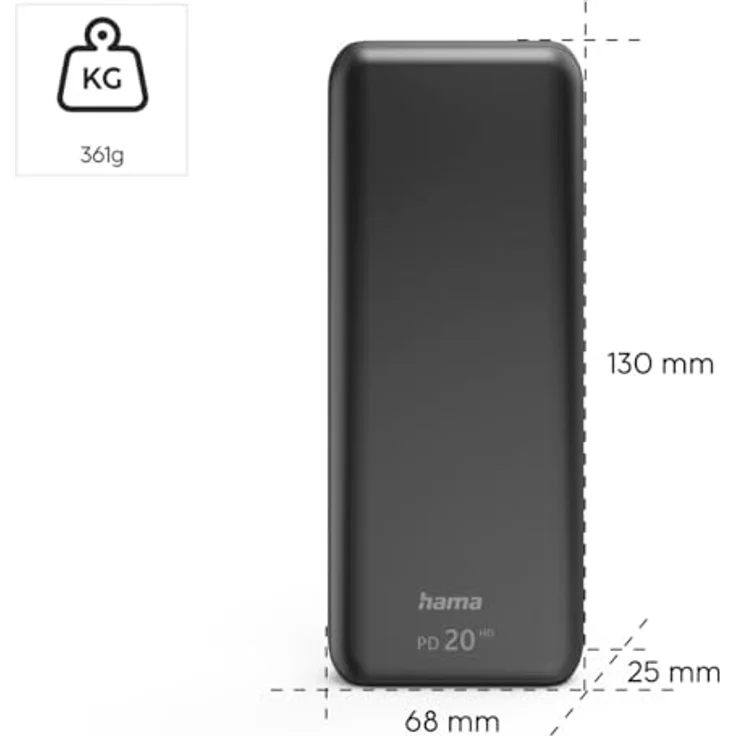 Hama Power Pack ''PD20-HD'' 20000mAh, 3 Ausgänge: 1x USB-C, 2x USB-A, Anthrazit – Bild 5
