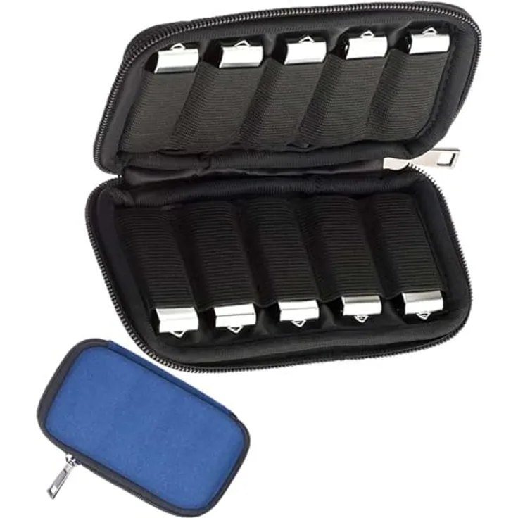 JBOS Aufbewahrungstasche für USB-Sticks, Neopren Organizer mit 10 Steckplätzen, stabil und staubdicht, blau