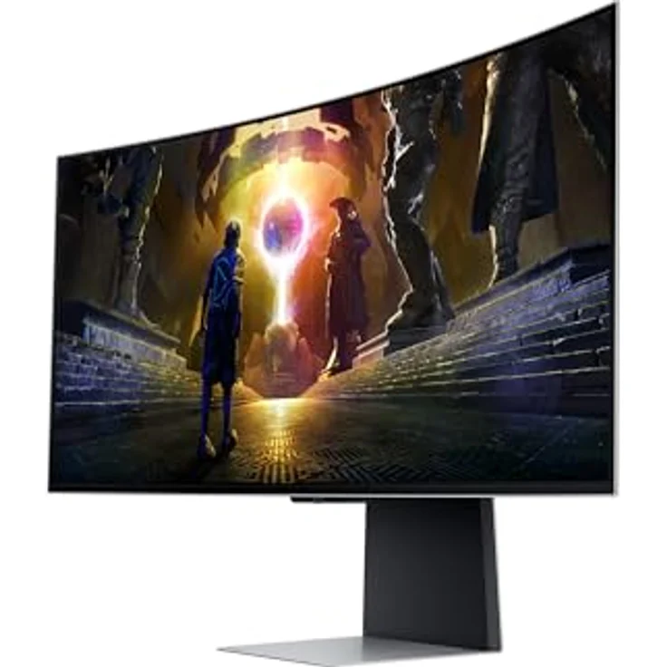Samsung Odyssey G85SD Curved Gaming Monitor, 34 Zoll, QD-OLED-Panel, UWQHD, 3440 x 1440 Pixel, AMD Freesync Premium Pro, 0,03 ms Reaktionszeit, 175 Hz Bildwiederholrate, schwarz – Bild 3