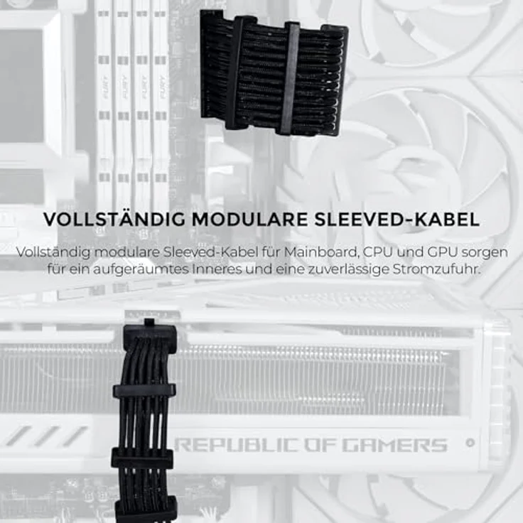 Lian Li Edge EG850 PC Netzteil, 850 Watt, PCIe 5.1, ATX 3.1, 80 Plus Platinum, modular, mit Sleeved Cable Kit, 12VHPWR für NVIDIA RTX, leiser Lüfter, integrierter USB Hub - Schwarz – Bild 4