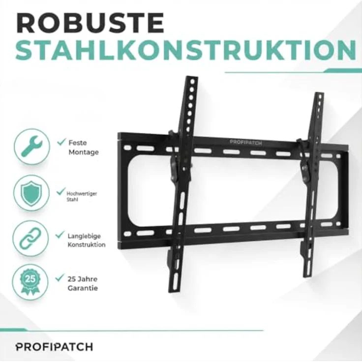 Profipatch TV Halterung Slim, für TVs 37-70 Zoll bis 60 kg Tragkraft, schwarze feste Montage – Bild 6