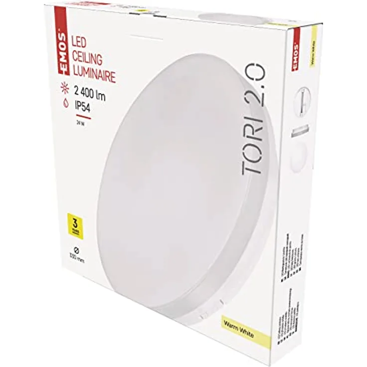 EMOS LED-Deckenleuchte TORI, wasserdichte 24 W Badlampe, warmweiß 3000K, Ø33cm