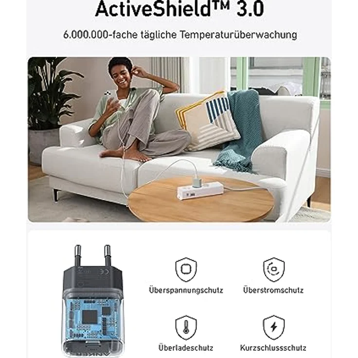 Anker Nano USB C Netzteil, 30W High-Speed USB C Ladegerät, PIQ 3.0 und PPS Schnellladeleistung, Kompatibel mit iPhone 15/14/13 Serie, Pixel, Galaxy, iPad, und mehr (Ladekabel Nicht im Lieferumfang) – Bild 4