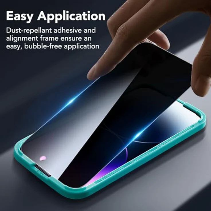 ESR Panzerglas Displayschutz für iPhone 14 Pro, Anti-Spy mit gehärtetem Glas, mikrogekrümmte Kanten, hüllenfreundlich, 3 Stück – Bild 5
