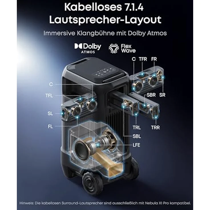 NEBULA Nebula X1 Pro, Mobiler 4K Laserprojektor mit 7.1.4 Dolby Atmos, 3500 ANSI Lumen, All-in-One Design, 300 Zoll, Auto Kalibrierung, Dolby Vision, für Outdoor-Nutzung – Bild 4