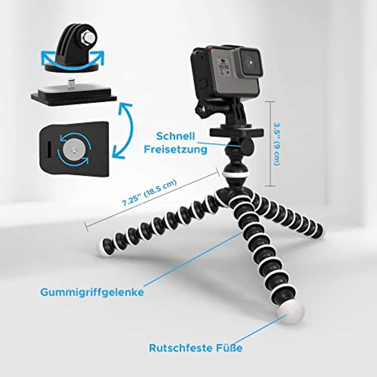 Digicharge Octopus Flexibel Stativ Halterung Ständer für GoPro Hero 8 7 6 5 4 3 Aktion Cam – Bild 3