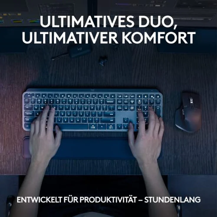 Logitech MX Keys S Combo: Leistungsstarke kabellose Tastatur und Maus mit Handablage,Customizable Illumination, Fast Scrolling,Bluetooth, für Windows/Linux/Chrome/Mac, Deutsches QWERTZ-Layout - Grau – Bild 2