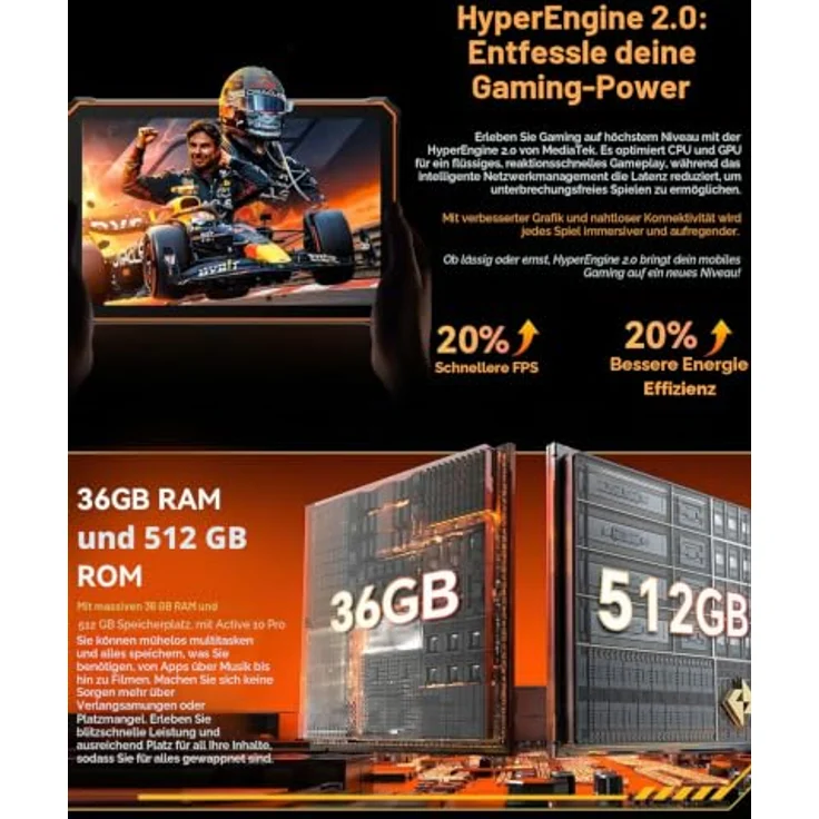 Blackview Active 10 Pro, 10.9" Tablet mit 1920 x 1200 Pixel, 256 GB Speicher, 12 GB RAM, Android 14, Schwarz – Bild 3