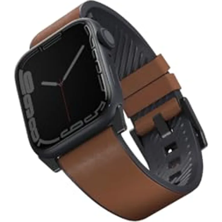 Uniq Straden Apple Watch Armband, Hybrid aus Leder und Silikon, braun, für Series 1/2/3/4/5/6/7/8/SE/SE2/Ultra 42/44/45/49mm