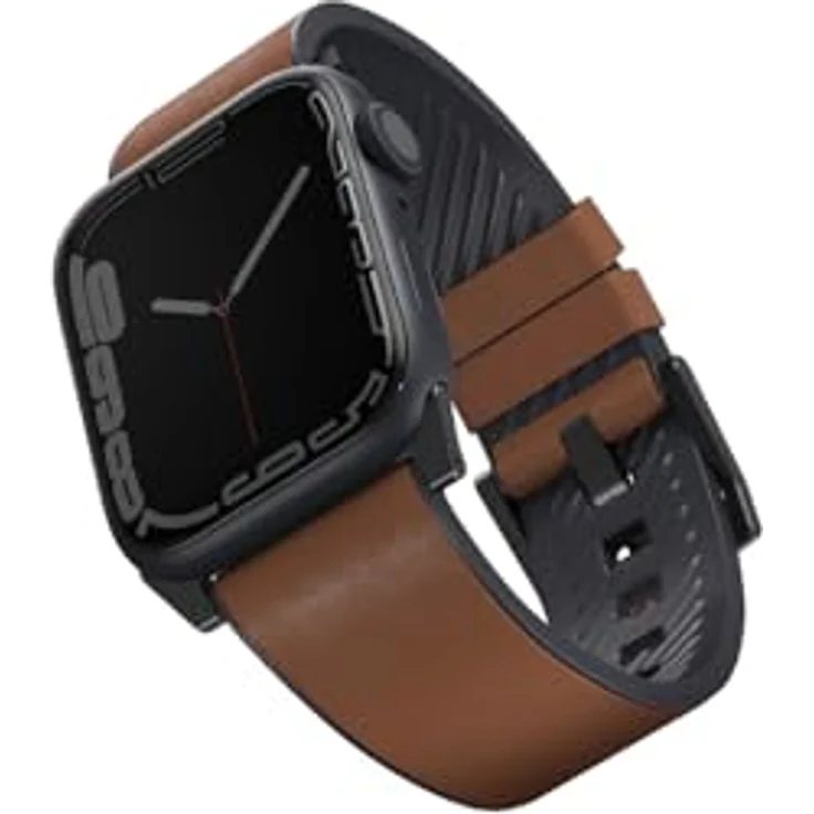 Uniq Straden Apple Watch Armband, Hybrid aus Leder und Silikon, braun, für Series 1/2/3/4/5/6/7/8/SE/SE2/Ultra 42/44/45/49mm – Bild 1