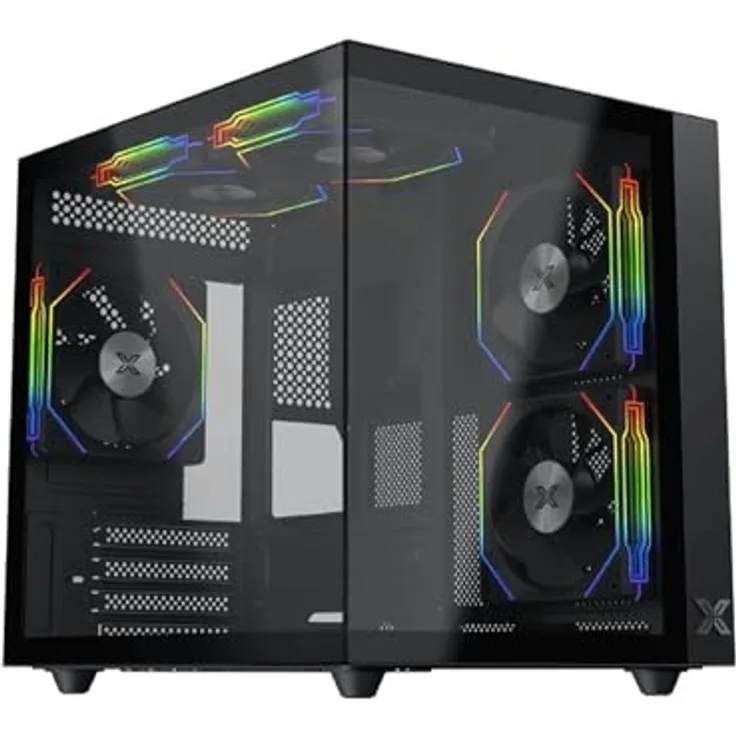 Xigmatek Aqua M Lite, Mini Tour Micro ATX PC-Gehäuse mit gläsernen Seitenpaneelen, schwarz