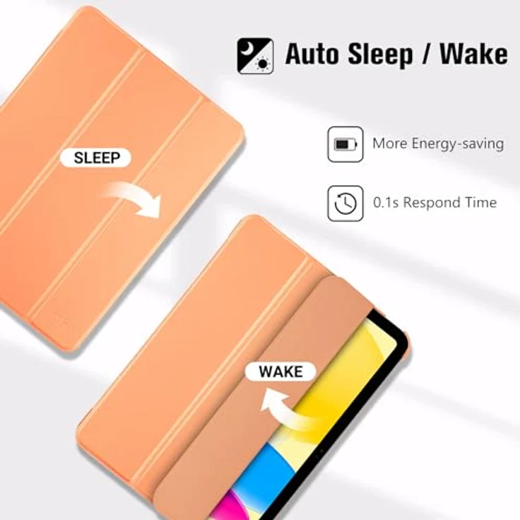 ProCase Hülle für iPad A16 11" (2025) & iPad 10. Generation (2022), ultradünne Hartschutzhülle mit Smart Cover und Auto Wake/Sleep - Orange – Bild 4