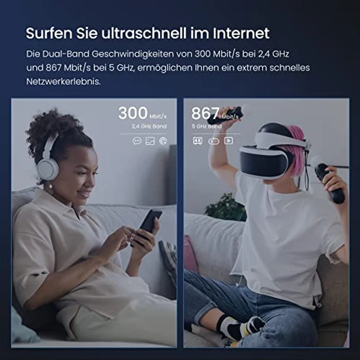 Tenda AC8 WLAN Router Dualband Gigabit 1200Mbit/s (867Mbit/s 5GHz + 300Mbit/s 2,4GHz, 4 Gigabit Ports,Mu-MIMO,4*6dBi externe Antennen, App Steuerung, IPV6) schwarz – Bild 3