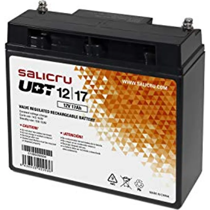 Salicru Ubt 12/17 AGM 17Ah USV-Batterie, wartungsfrei, schwarz, mit EU Plug 220V