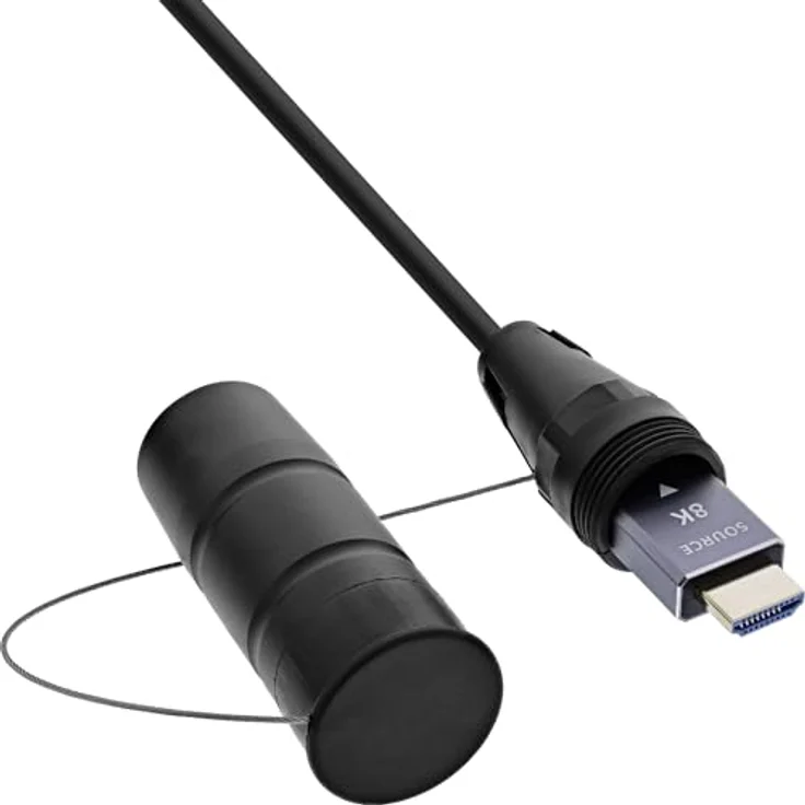 InLine HDMI Kabeltrommel, Ultra High Speed HDMI 2.1 AOC, 8K @ 60Hz, 4K @ 120Hz, 48 Gb/s, Typ A Stecker, PVC schwarz, 50m, 17950T – Bild 5