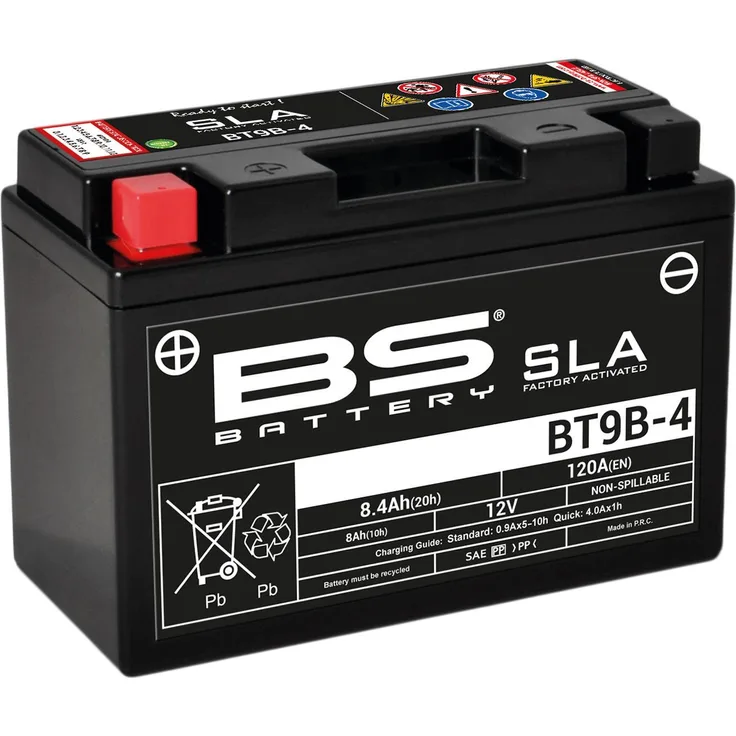 BS Battery BT9B-4, Wartungsfreie SLA Batterie, 12V, 8,4Ah, werkseitig aktiviert, auslaufsicher, hohe Lebensdauer