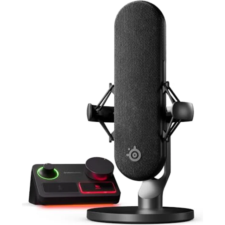 SteelSeries Alias Pro Kit – XLR-Mikrofon + Stream-Mixer – 3 Mal größere Kapsel fürs Gaming, Streaming und Podcasting – USB/XLR-Schnittstelle – Benutzerdefinierte Steuerung – RGB – Einzel- oder Dual-PC – Bild 1