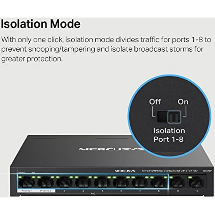 Mercusys MS110P, 10-Port Netzwerk Switch mit Power over Ethernet, Schwarz – Bild 7