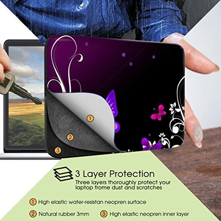 Sidorenko Tablet PC Tasche für 10-10.1 Zoll - Universal Tablet Schutzhülle - Hülle Sleeve Case Etui aus Neopren, Violett – Bild 3