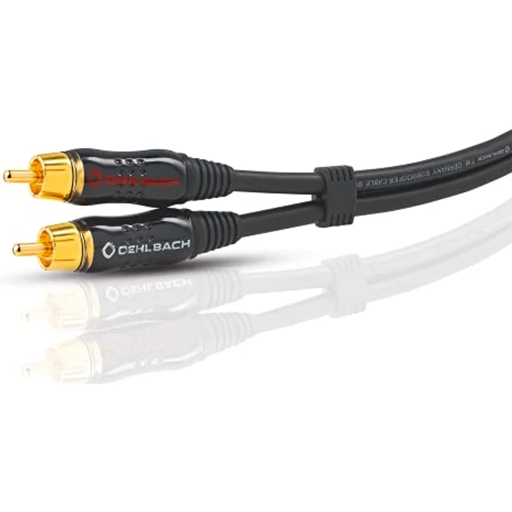 Oehlbach BOOOM | Y-Cinch Subwoofer-Kabel | 2x Cinch auf 1x Cinch | Audiokabel, OFC, rund, blau Anthrazit, 12.5 m – Bild 4