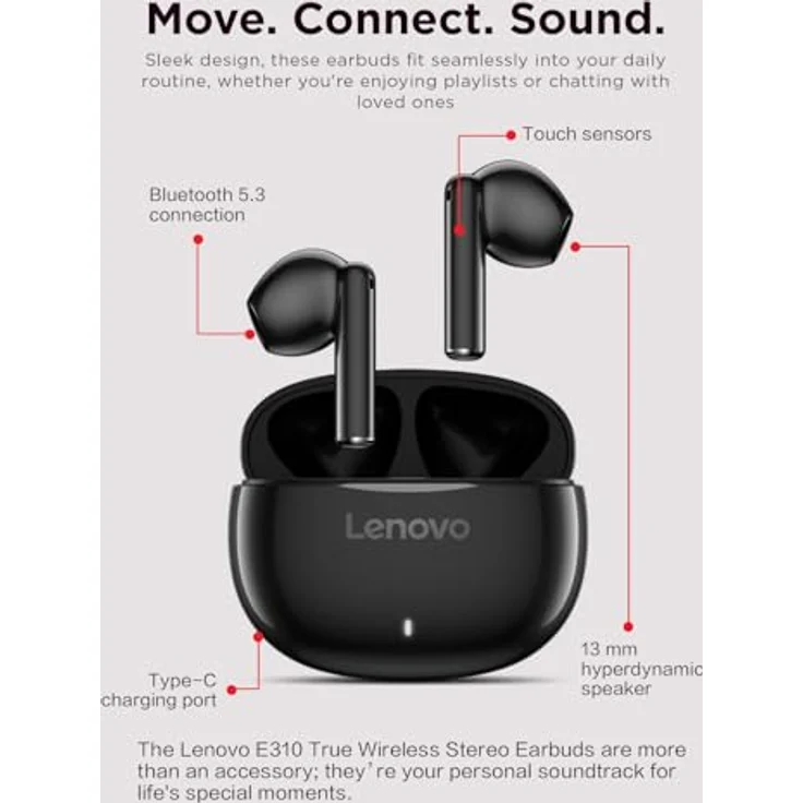 Lenovo E310 True Wireless Earbuds In-Ear-Kopfhörer (Bluetooth 5.3, Echo Noise Cancellation (ENC)) – Bild 5