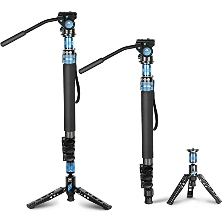 SIRUI P-424FS Kohlefaser-Kamera-Einbeinstativ-Kit, 168,4cm Hochleistungs-Profi-Video-Einbeinstativ mit VA-5 Fluid-Video-Kopf, Stativfuß, Flip Locks für DSLR-Kamera – Bild 1