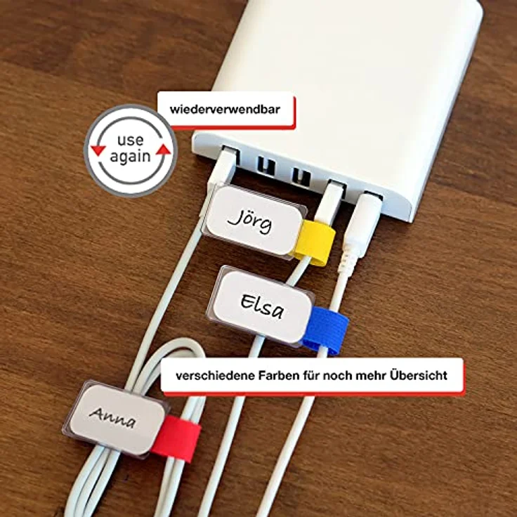 LABEL THE CABLE Kabeletiketten mit Klettverschluss für das Perfekte Kabelmanagement - Kabelbeschriftung für Kabelorganisation - LTC MINI TAGS - 10 Stück - Bunt - LTC 2530 – Bild 5