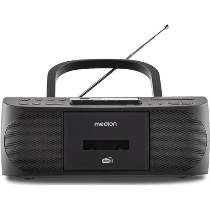 MEDION DRX-1 Plus, Tragbare Boombox mit DAB+ UKW Radio, Bluetooth, CD-Player, MP3, Kassette, Kopfhöreranschluss, Stereo Sound System, schwarz