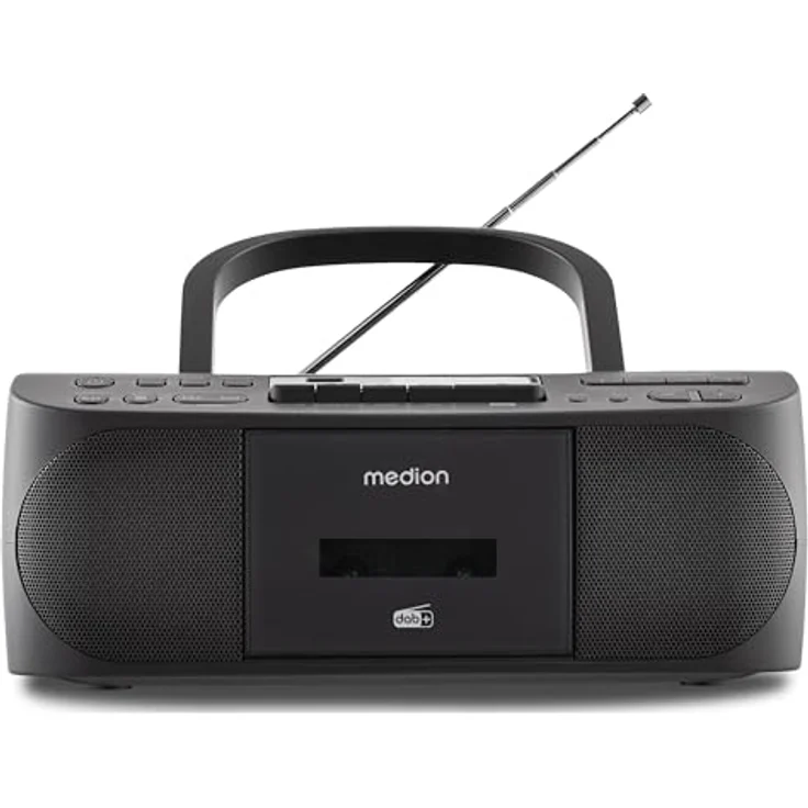 MEDION DRX-1 Plus, Tragbare Boombox mit DAB+ UKW Radio, Bluetooth, CD-Player, MP3, Kassette, Kopfhöreranschluss, Stereo Sound System, schwarz – Bild 1