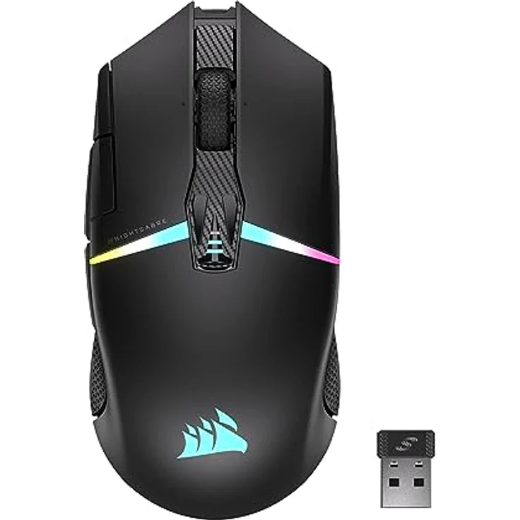 Corsair NIGHTSABRE RGB Wireless Gaming-Maus Für FPS, MOBA - 26.000 DPI - 11 Programmierbare Tasten - Bis zu 100 Stunden Akku - iCUE-Kompatibel - Schwarz – Bild 1