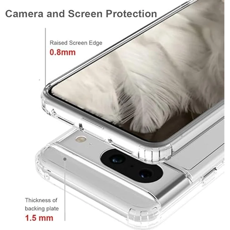 JT Berlin Pankow-Clear Schutzhülle Google Pixel 8 Hülle transparent (Wireless-Charging kompatibel, Stoßabsorbierender TPU Rahmen, Kratzfeste Rückseite aus Acrylglas, Anti-Fingerabdruck) – Bild 5