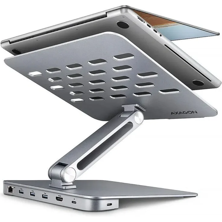 AXAGON HMC-STND Ständer für Laptops und Tablets, USB-C-Hub - silber