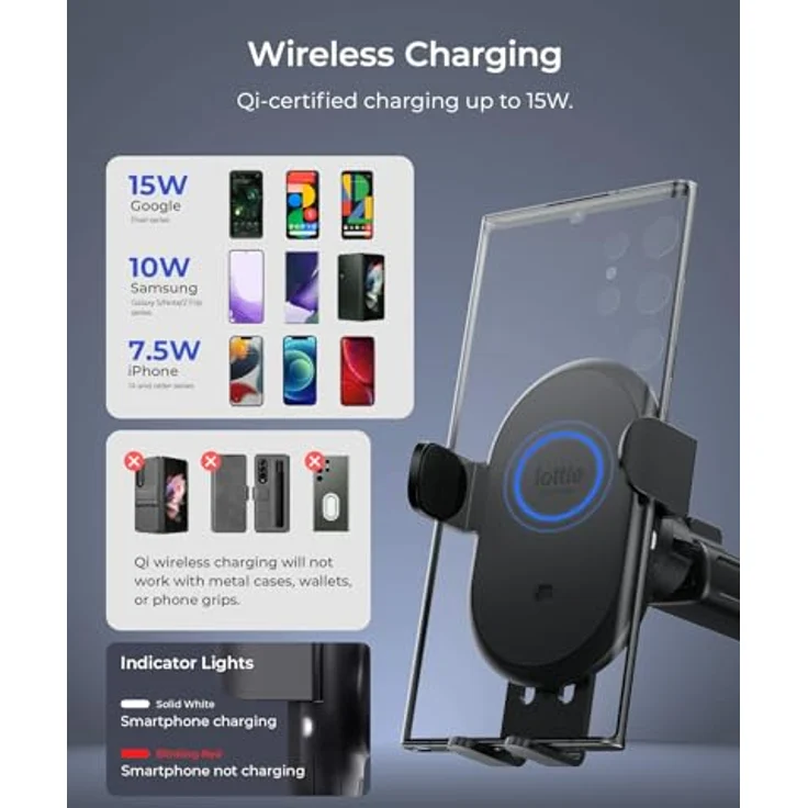iOttie Auto Sense 2, Qi-zertifizierte Smartphone Halterung mit automatischer Erkennung und 15 W Wireless-Ladeleistung, Schwarz – Bild 4