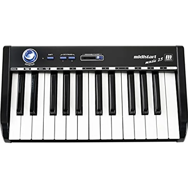 Miditech MIT-00112 Midistart Music 25, MIDI-Controller mit 25 anschlagsdynamischen Tasten, schwarzes Aluminiumgehäuse, USB-Anschluss, 10 Speicherplätze – Bild 2