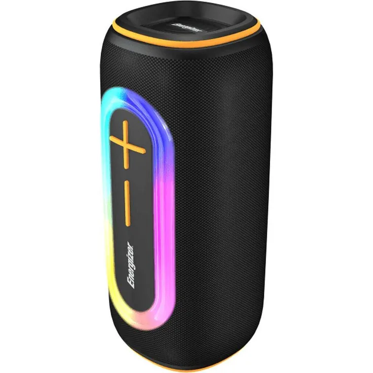 Energizer BTS206, Tragbarer Bluetooth Lautsprecher mit 4600mAh Akku und RGB-Lichteffekten, Schwarz