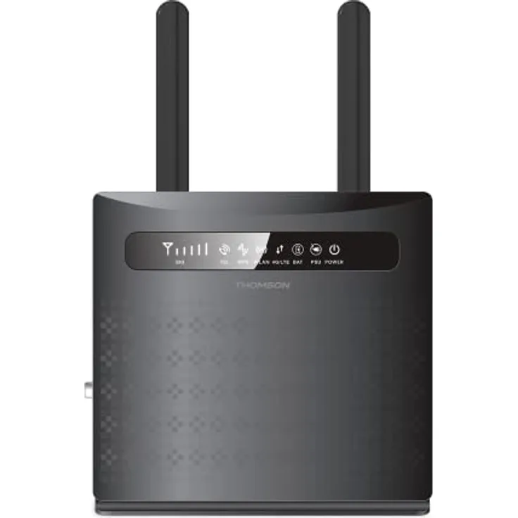 4G LTE Router, THOMSON TH4G 300, 300 Mbps, WLAN über SIM Karte, WiFi, bis zu 300 Mbit/s, 2 Antennen, 4X Ethernet, 2 SIM Karten Adapter, Internet Anbindung für Camping, Wochenendhaus, besondere Zwecke