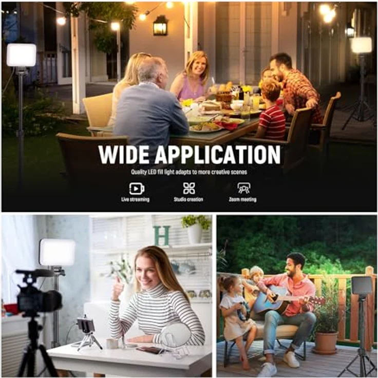NEEWER Basics LED Videoleuchte Panel BP66, 3er Set dimmbare tragbare Studioleuchten mit Stativen und Farbfiltern, 3200K-5600K, CRI95, 750Lux für Fotografie und Streaming – Bild 2