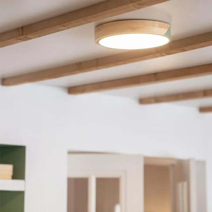LEDKIA LIGHTING LED-Deckenleuchte 18W Rund Holz Ø320 CCT Wählbar Semi-Dari Einstellbare Farbtemperatur 50xØ320 mm Grün Holz für Wohnzimmer, Küche, Schlafzimmer – Bild 5