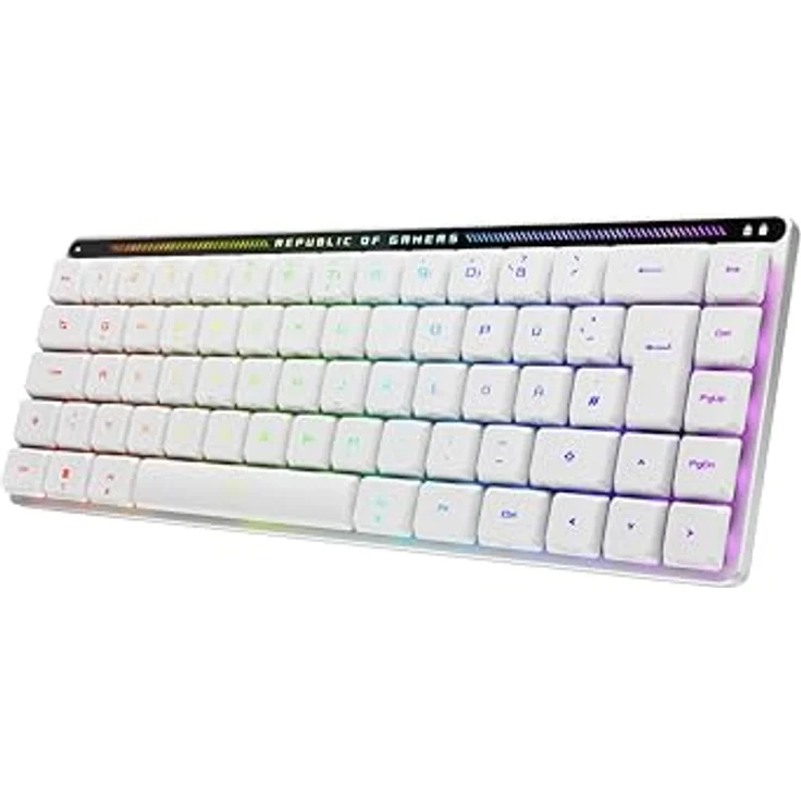 ASUS ROG Falchion RX Low Profile 65% kabellose Gaming-Tastatur (QWERTZ-Layout, optische ROG RX Low-Profile-Switches, Bluetooth, 2,4-GHz-RF Wireless, kabelgebunden USB, MacOS kompatibel, weiß) – Bild 2