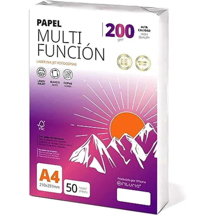 Ofituria Kopierpapier A4, 200 g/m², 50 Blatt, Mehrzweckpapier für Laser- und Tintenstrahldrucker, Kopierer – Bild 1