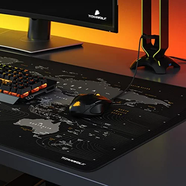 CSL - Übergröße Mauspad 1200x600mm Weltkarte - XXXL Mousepad groß mit Motiv - Tischunterlage Large Size - verbessert Präzision und Geschwindigkeit - XXL Gaming z.B. für Logitech Maus und Tastatur – Bild 6