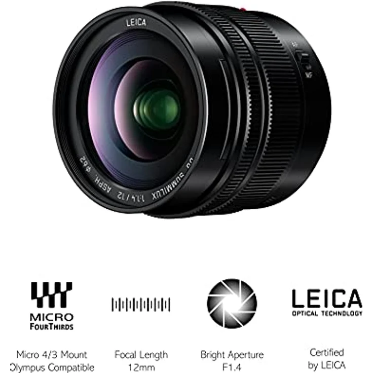 Panasonic H-X012E LEICA DG SUMMILUX Weitwinkel 12 mm F1.4 ASPH. Objektiv (Festbrennweite 24mm KB, Staub--Spritzwasserschutz) schwarz – Bild 3