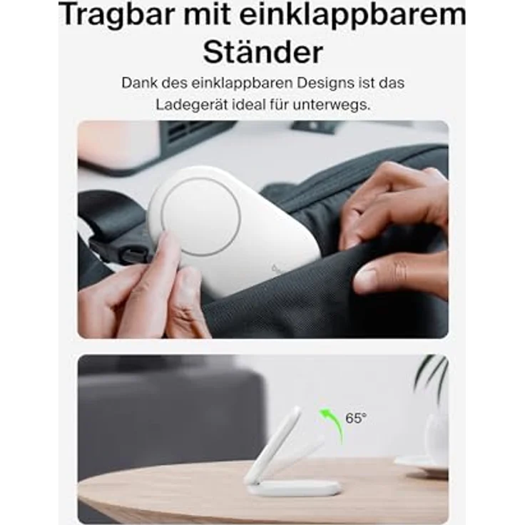 Belkin BoostCharge MagSafe Ladegerät, magnetisches einklappbares kabelloses Ladegerät Qi2, 15 W, MagSafe-kompatibles Schnellladegerät, Standy-Modus, Weiß – Bild 3