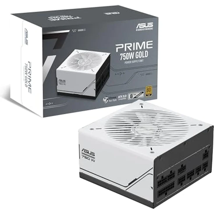 ASUS Prime 750W Gold Netzteil (750 Watt, 80 Plus Gold Zertifizierung, ATX 3.0 kompatibel, Lüfter mit Doppelkugellagern, schwarz/weiß) – Bild 1