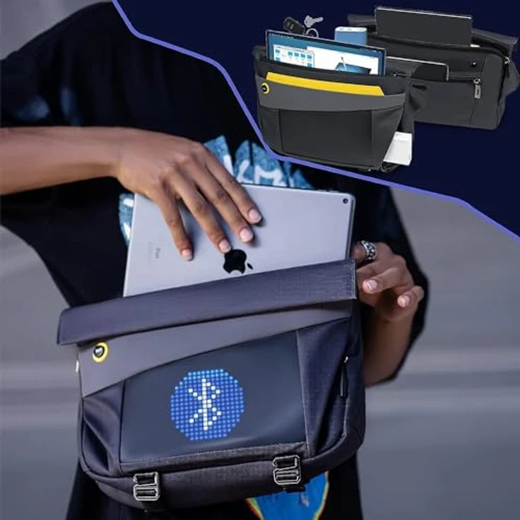 Divoom Slingbag-Vblack, Fotorucksack aus wasserdichtem Material mit strukturiertem Design, Schwarz – Bild 7