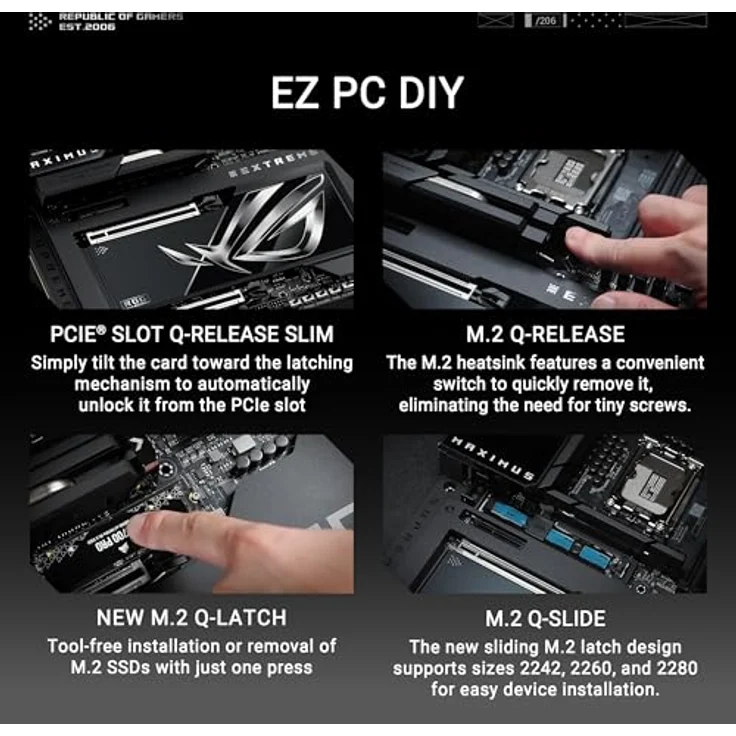 ASUS ROG Maximus Z890 Extreme Gaming Mainboard Sockel Intel LGA 1851 (E-ATX, Advanced AI, DDR5, NitroPath DRAM, WiFi 7, 3X PCIe 5.0 M.2, 1x PCIE 4.0 M.2, 2X Thunderbolt 5, DIMM Flex) – Bild 5