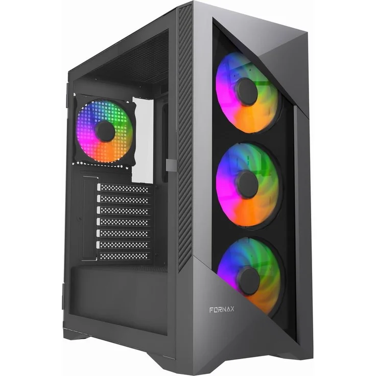 Gembird Fornax 900ARGB Midi-Tower-Gehäuse, ATX, 3x USB, transparente Glaswände, 3x 120mm Lüfter, aRGB-Beleuchtung