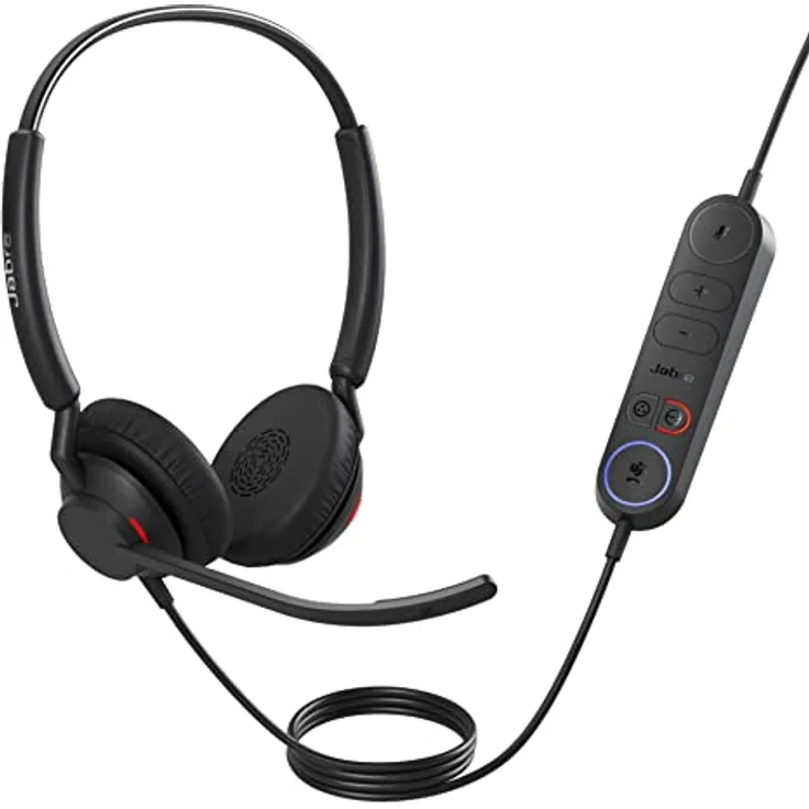 Jabra Engage 40, USB C/A Inline Link MS Stereo Headset mit 2-Mikrofon-System und programmierbarer Steuereinheit, schwarz