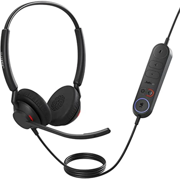 Jabra Engage 40, USB C/A Inline Link MS Stereo Headset mit 2-Mikrofon-System und programmierbarer Steuereinheit, schwarz – Bild 1